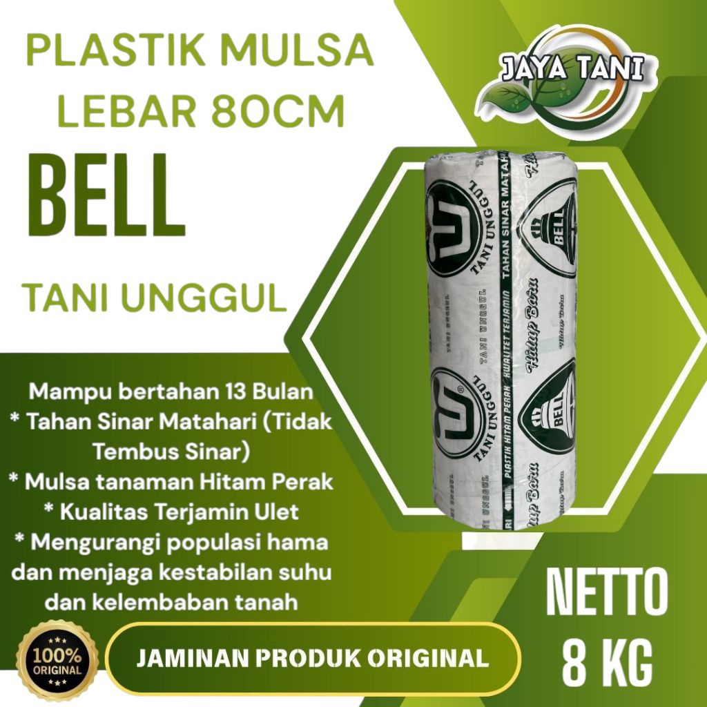 PLASTIK MULSA BELL 1/2 ROLL 8kg - Lebar 80CM - Plastik Mulsa Hitam Perak Plastik Pertanian
