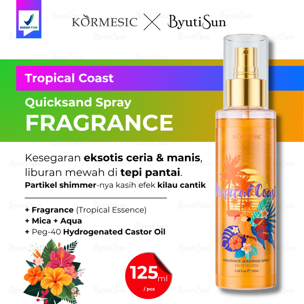 BPOM KORMESIC Parfum Wanita Tropical Coast Fragrance Quicksand Spray Shimmer Gliter Mewah Glowing Wa