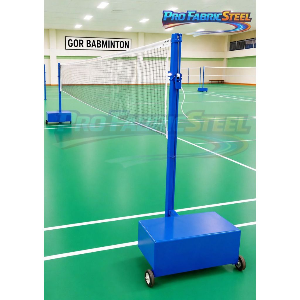 Tiang Badminton Bulutangkis Portable + Jaring Net Badminton – Tiang Net Badminton Besi Pipa 1.5 inch
