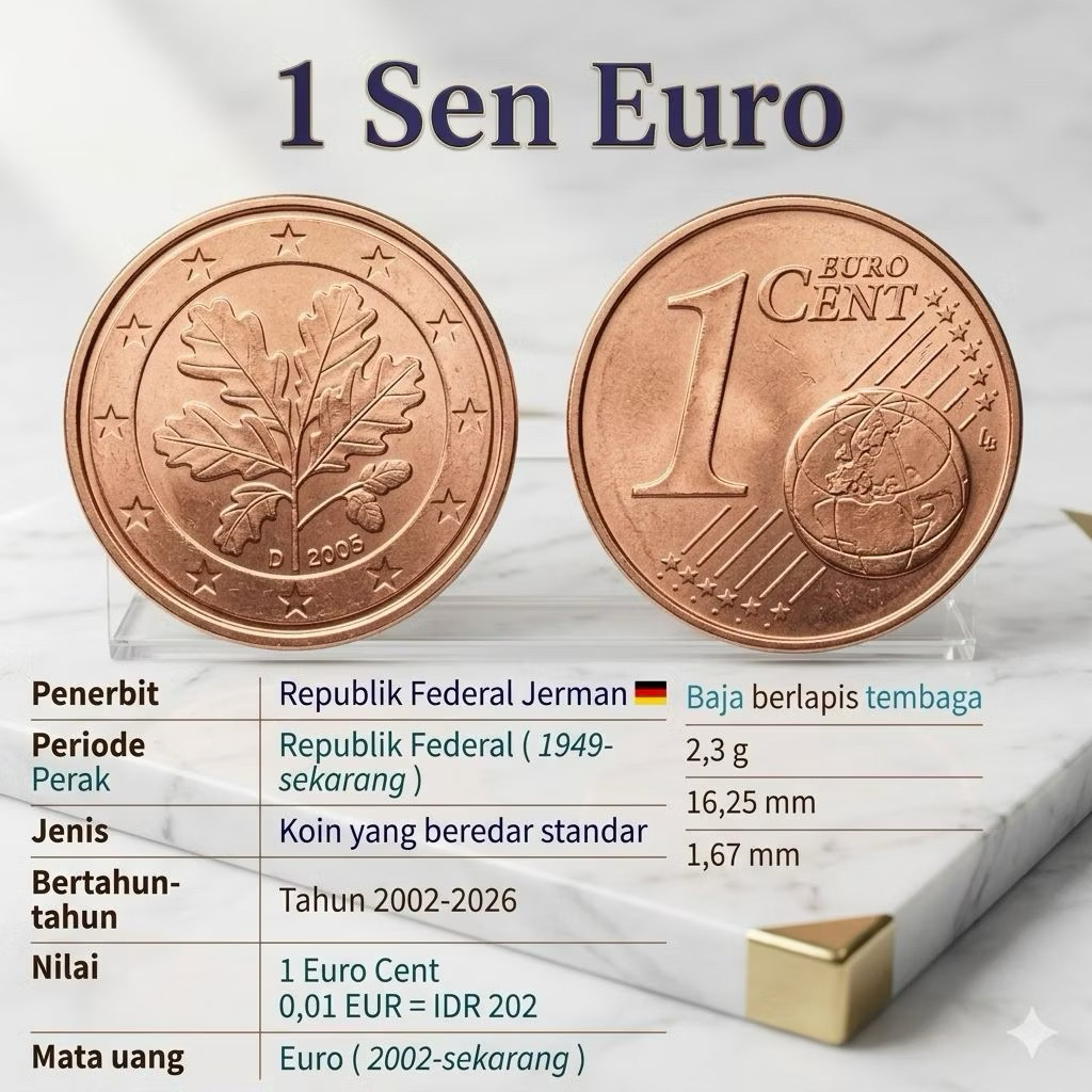 Koin 1Cent Euro Koin Euro Tembaga Ori Best Quality