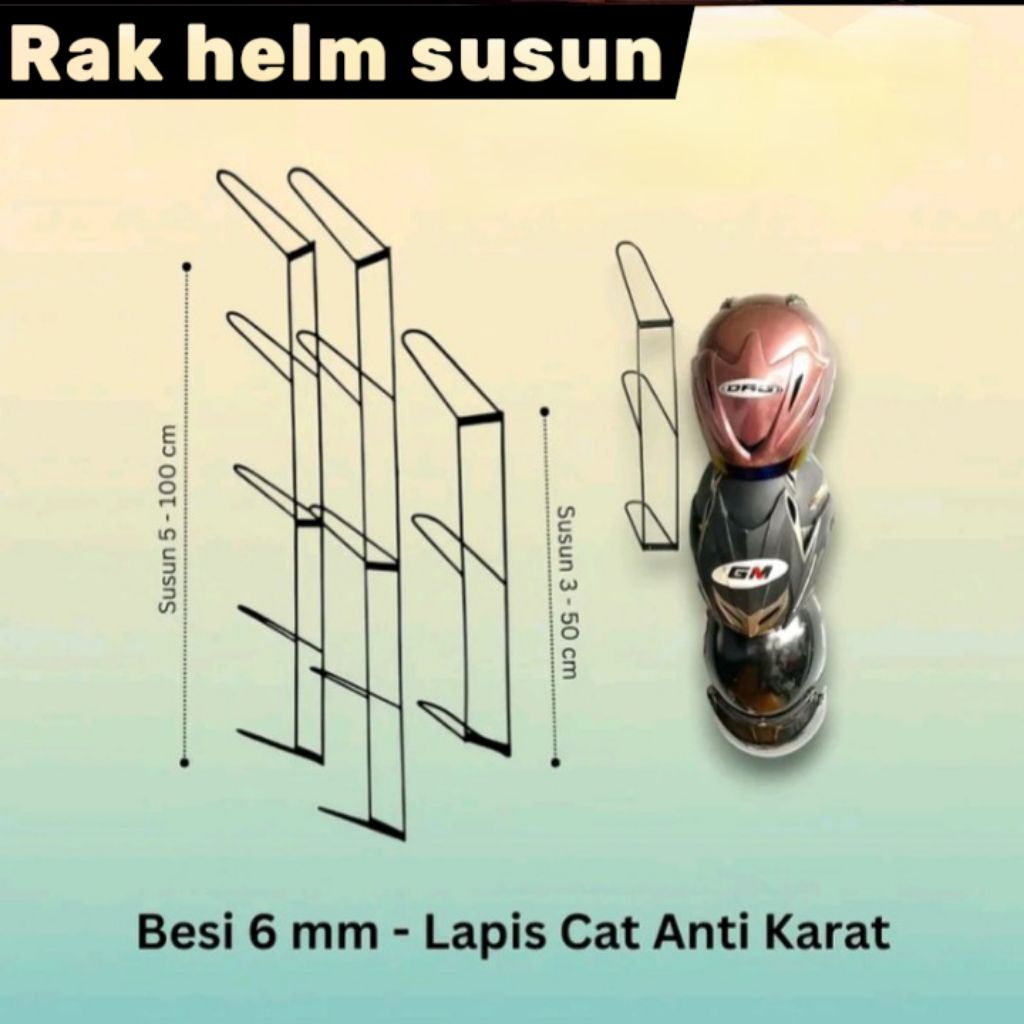 Rak Gantungan Helm Dan Jaket Mantel Bahan Besi Kokoh Warna Hitam Susun 5 4 Dan 3 Rak Serbaguna Besi 