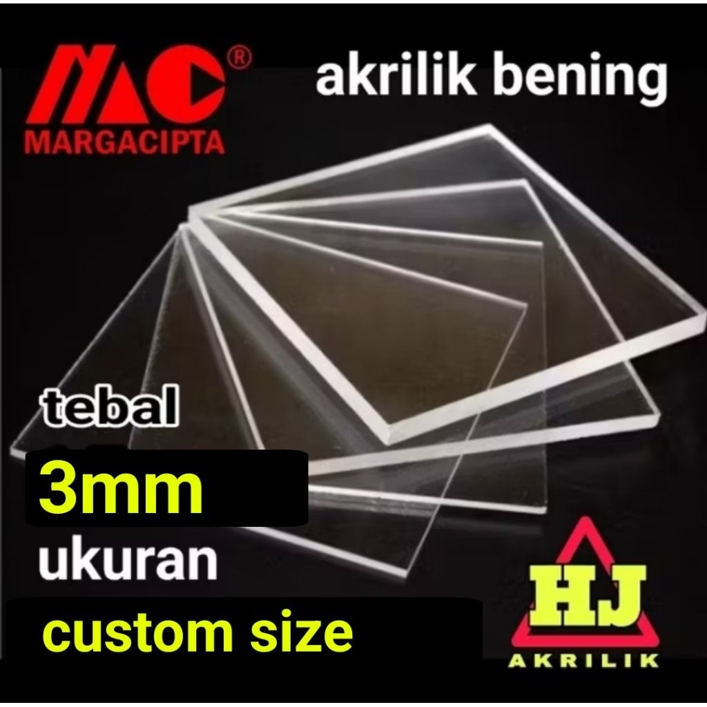 Akrilik 3mm bening custom size Akrilik lembaran/Akrilik transparan/Akrilik bening marga cipta Mika a