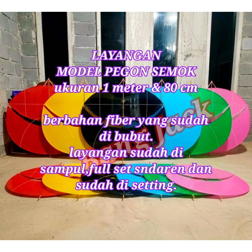 LAYANGAN PEGON SEMOK - berbahan fiber uk 1 meter & 80 cm - full set sendaren - sudah seting