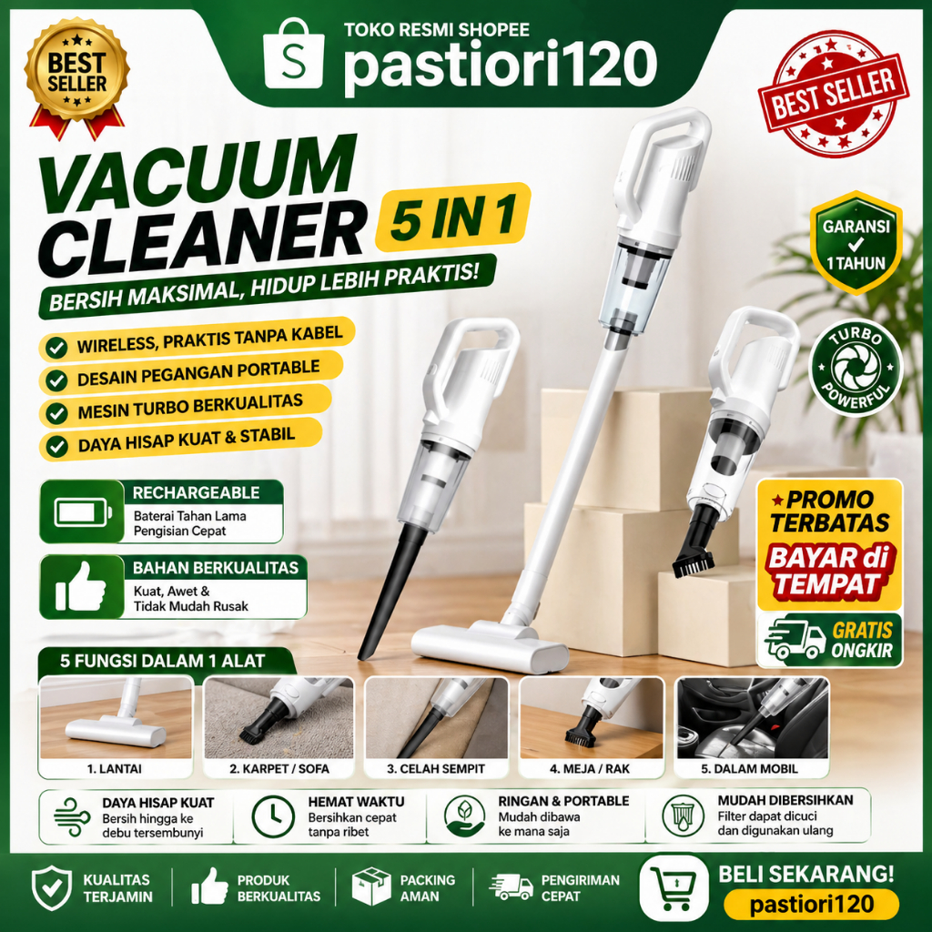 Vacuum Cleaner 5 In 1 Penyedot Debu Rumah Dan Mobil / Vacuum Cleaner