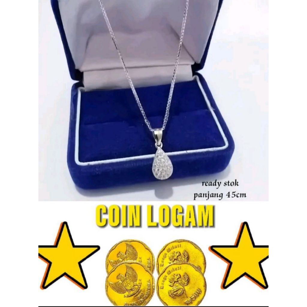 KALUNG KOIN ASLI 1991 SILVER FREE LIONTIN TETES  SATU SILVER ANTI LUNTUR