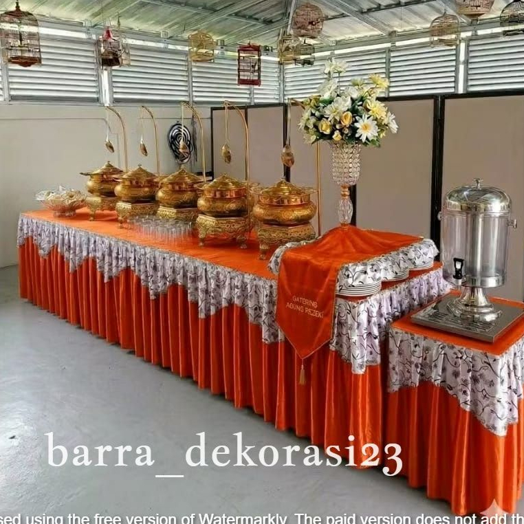 Cover Meja Prasmanan Poni Batik 3 Sisi PxLxT 100x50x60 cm – Taplak Meja Rempel Kain Filamin Kombinas
