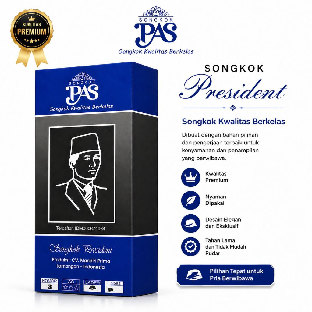 Peci Songkok PAS President Tinggi 8, 9 Peci Hitam AC
