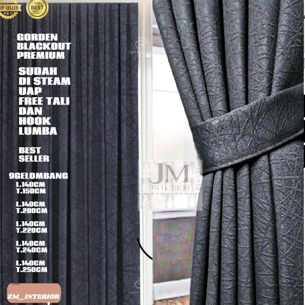 Gorden Blackout Tebal Premium/Gorden Tebal/Gorden Premium/Gorden Mewah Gratis Tali & Hook