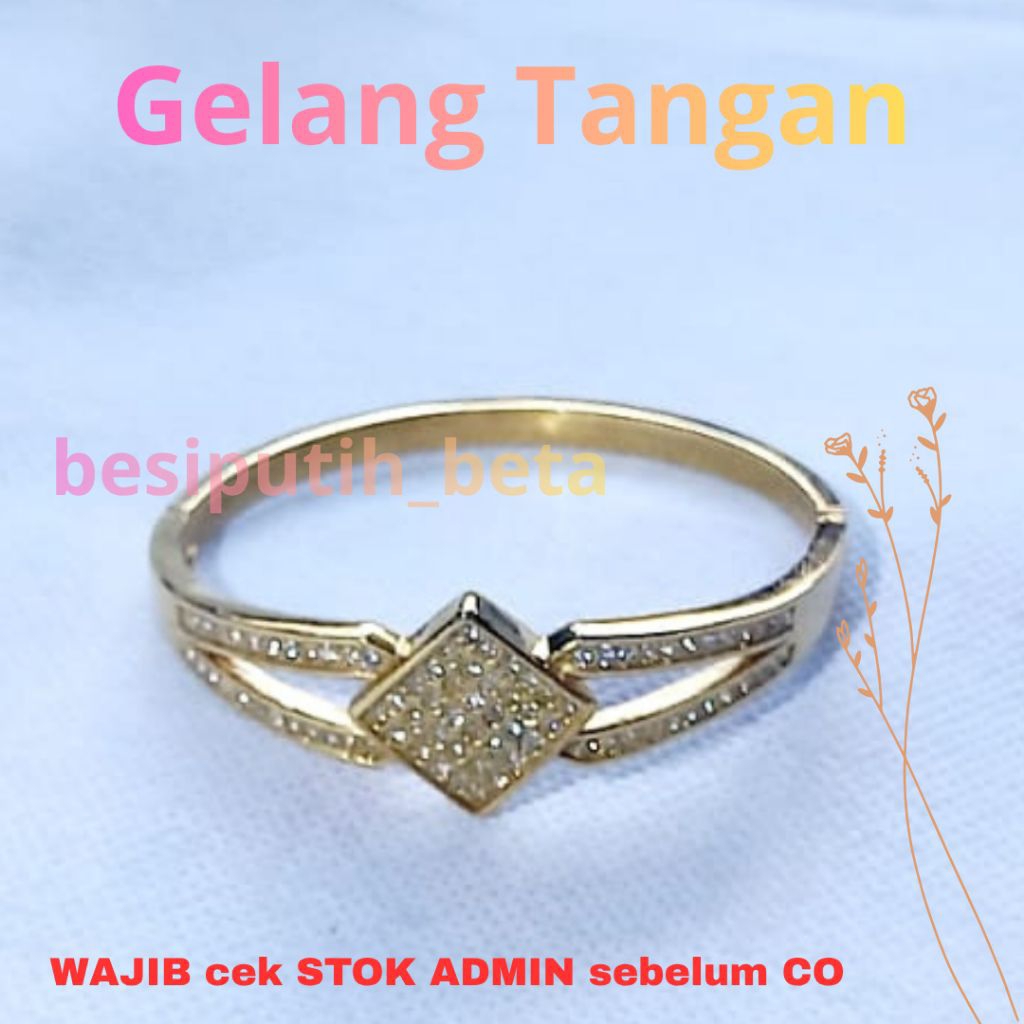 (FLASH SALE ) Gelang besi putih ambon sepuh kuning/besi putih asli