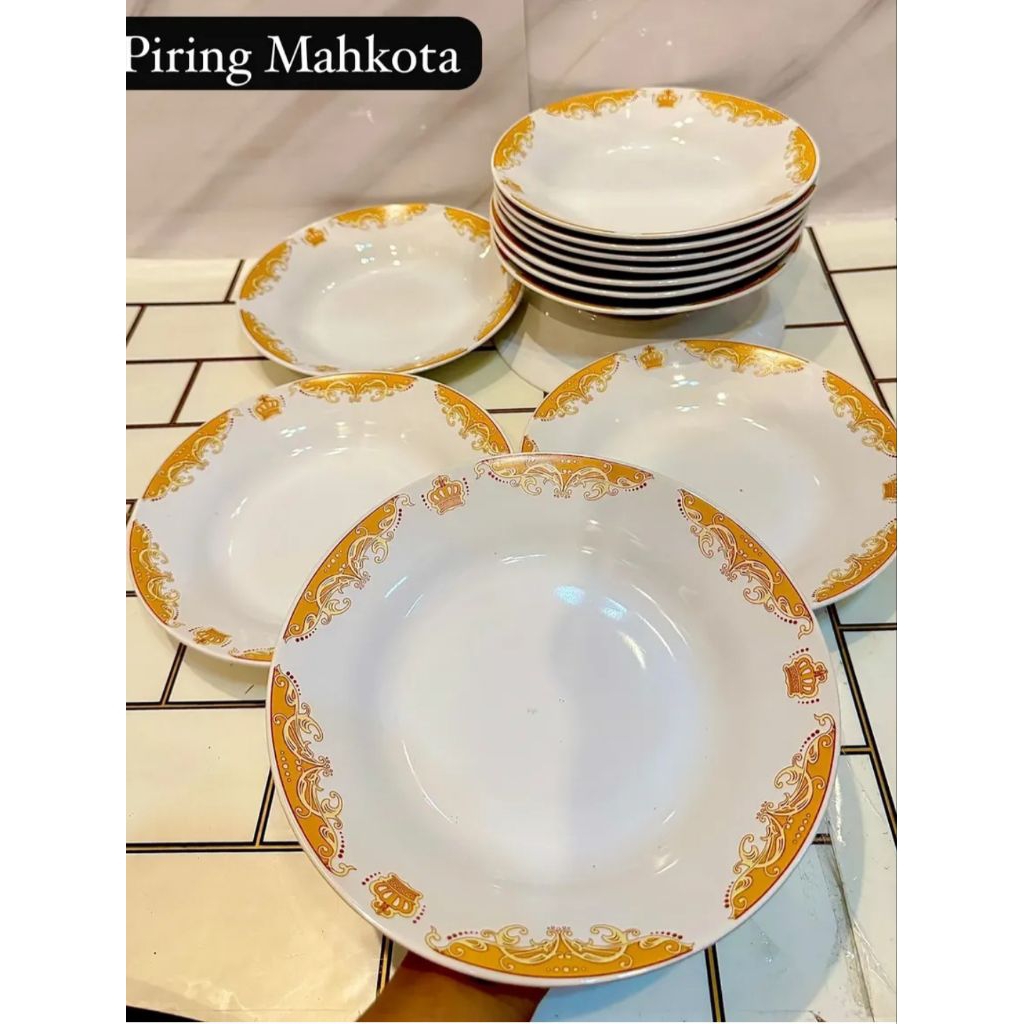 Piring keramik mahkota 1 lusin