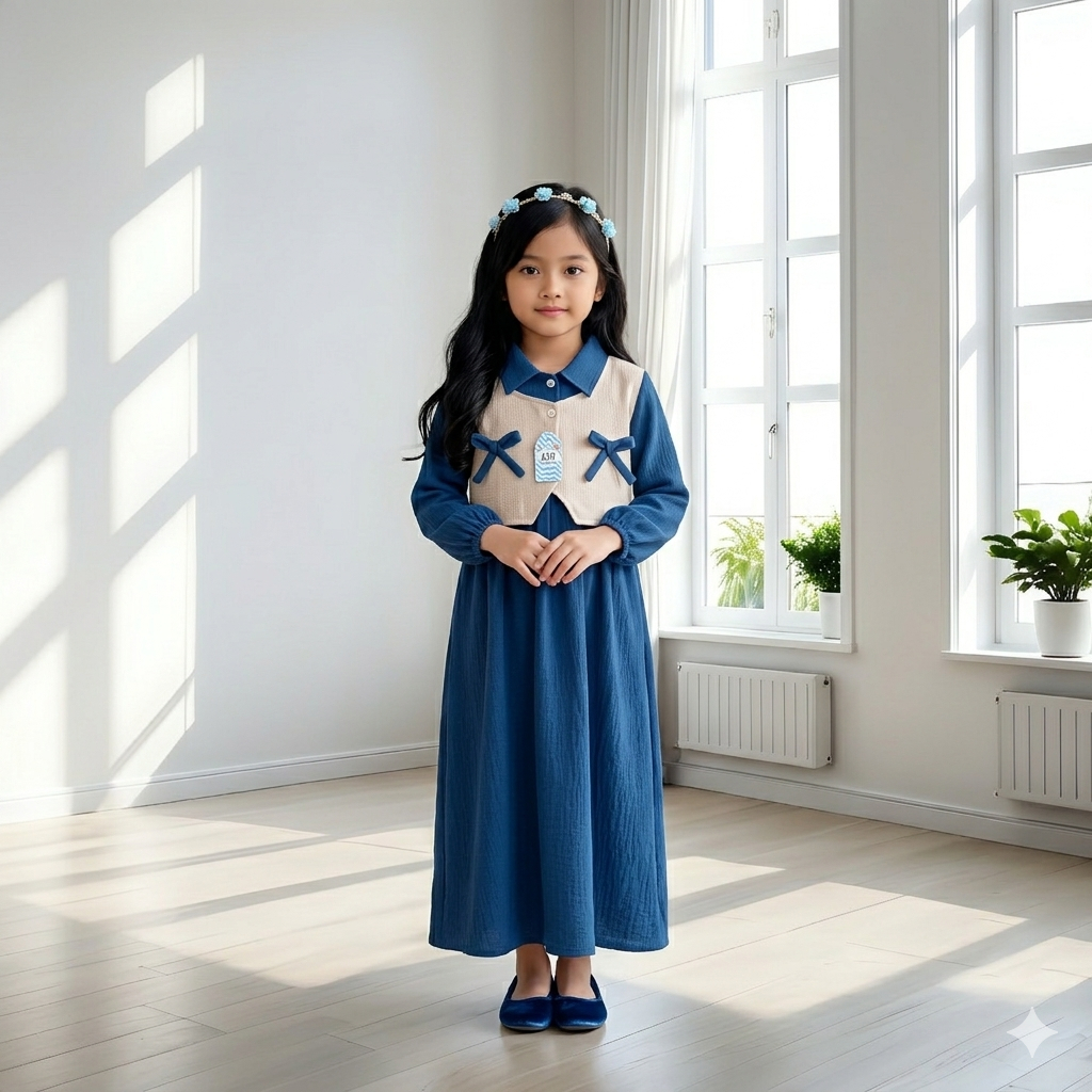 Selvia Dress Muslim Anak Perempuan  Model Gamis Rompi Terbaru Usia 1-12 Tahun