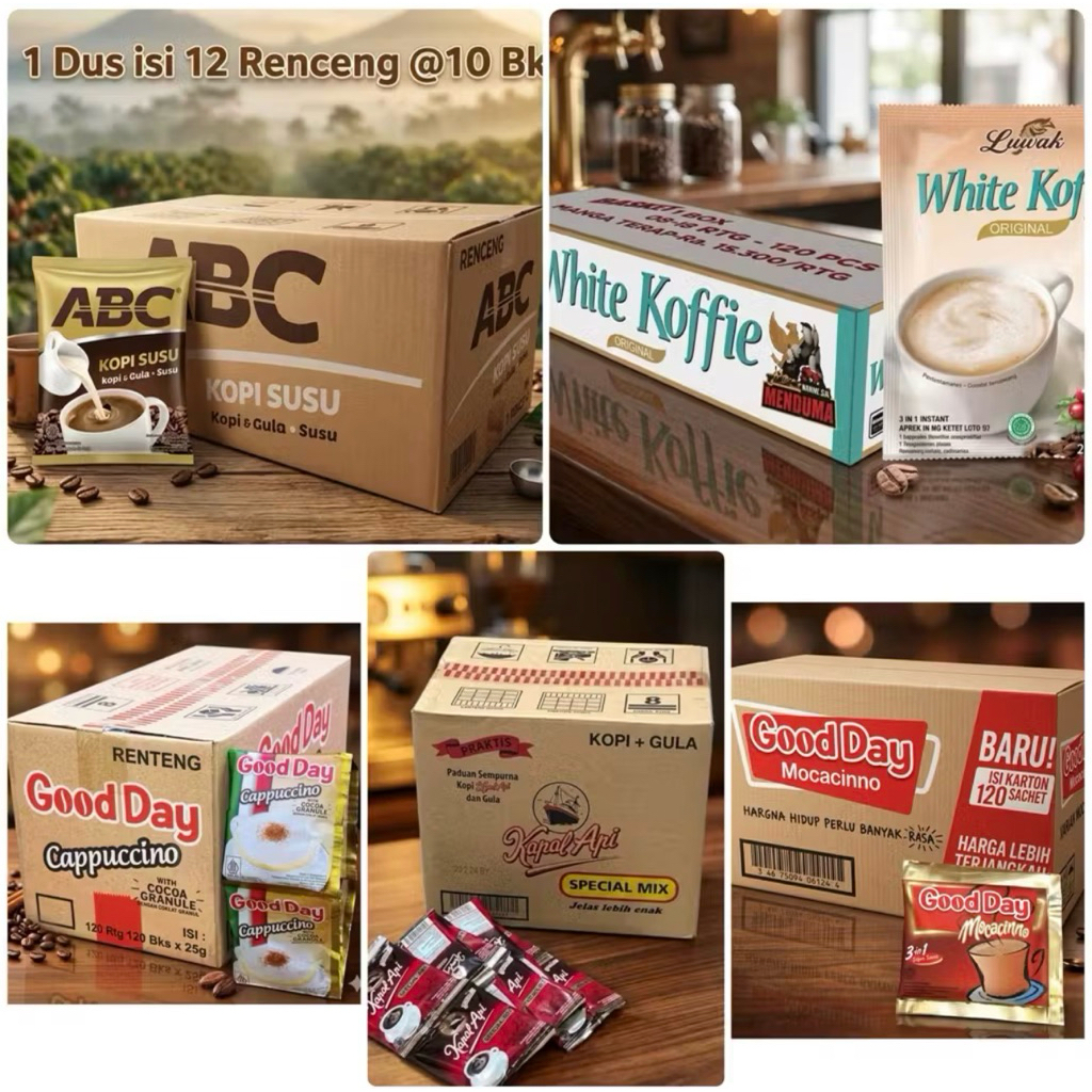 Kw1store - Grosir promo big sale kopi kapal api spesial mix white coffe good day capucino kopi abc s
