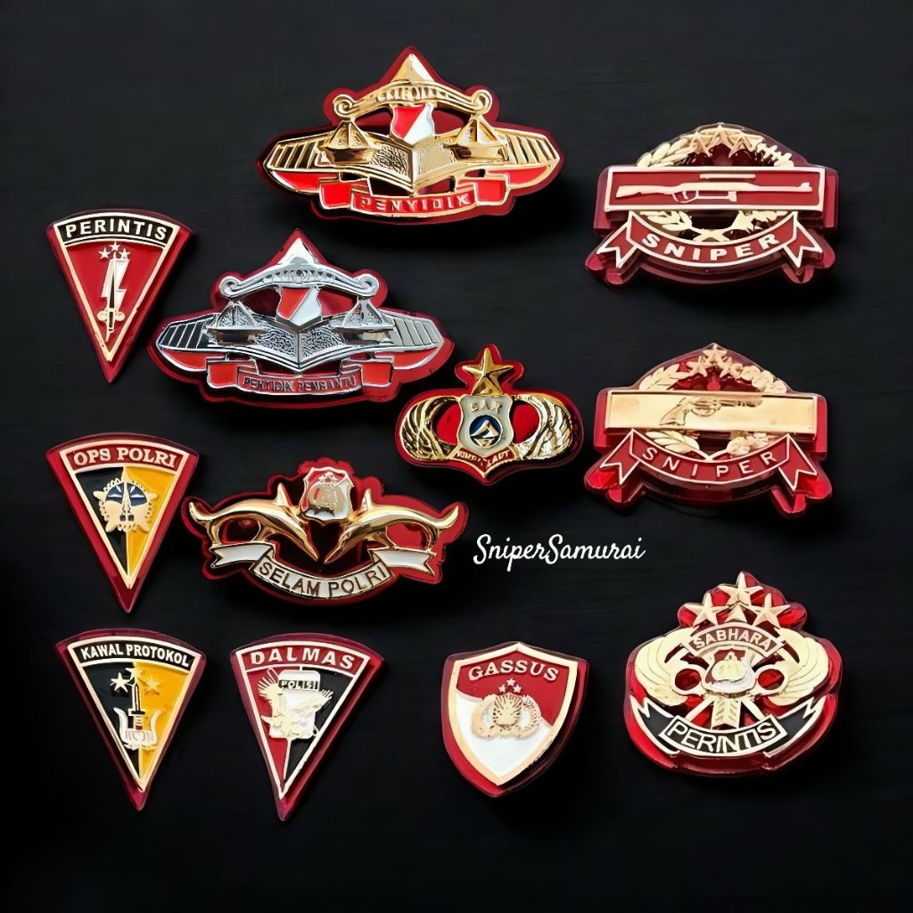 Pin atribut polri sepuh emas - atribut pdh polri - brivet polri