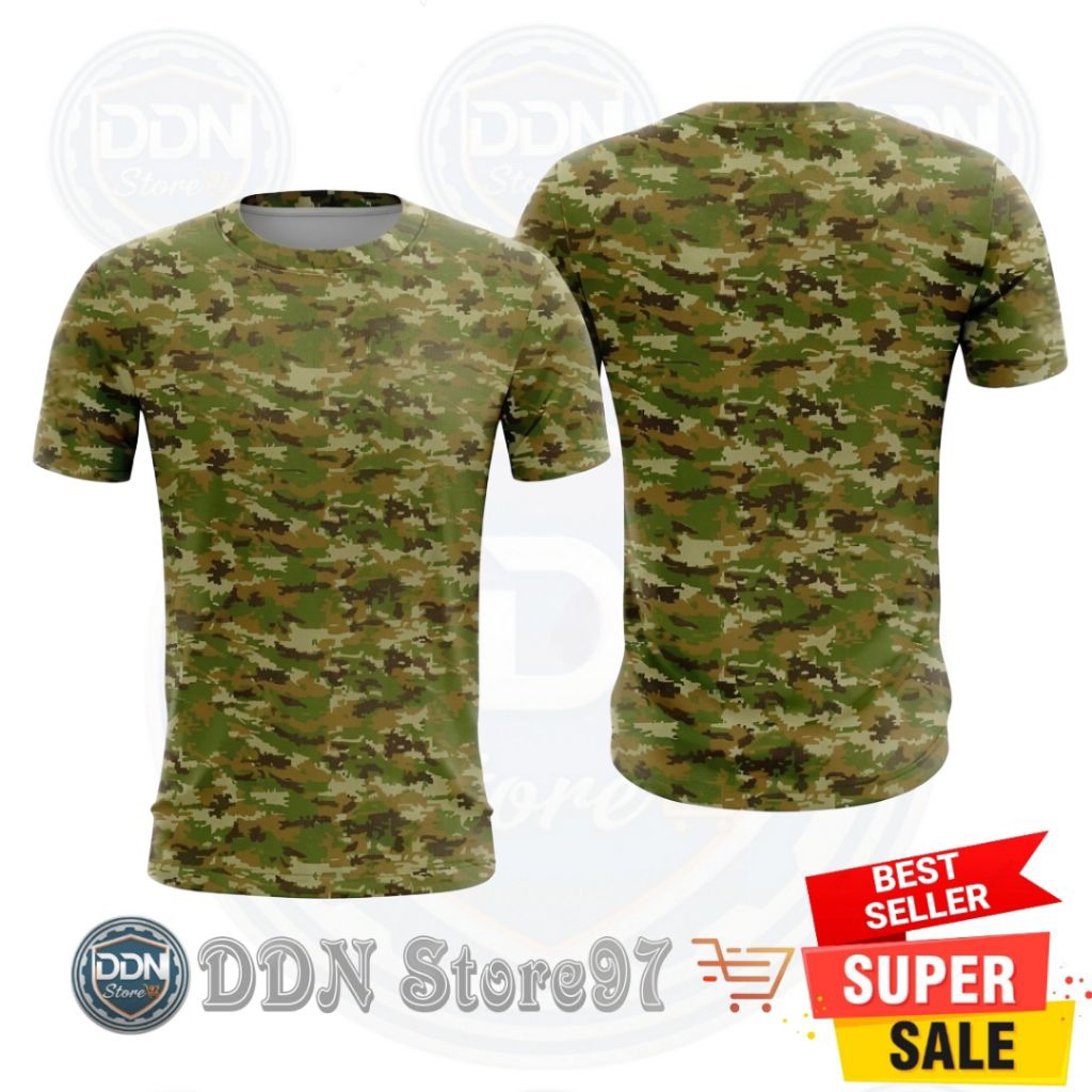 Kaos Olahraga TNI Pria-Wanita Loreng Sage Green polos