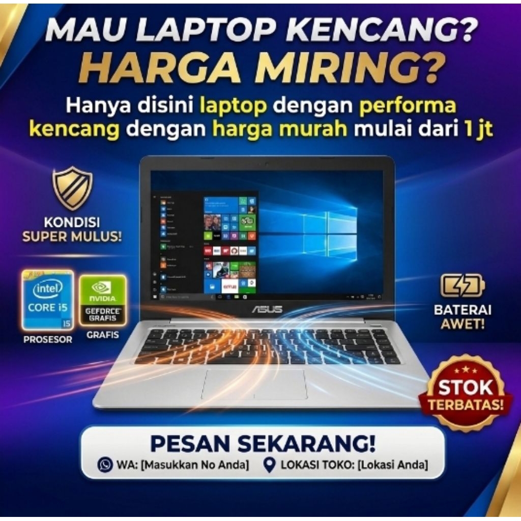 Laptop ASUS I5 K401LB, Dual VGA Dan RAM 12GB
