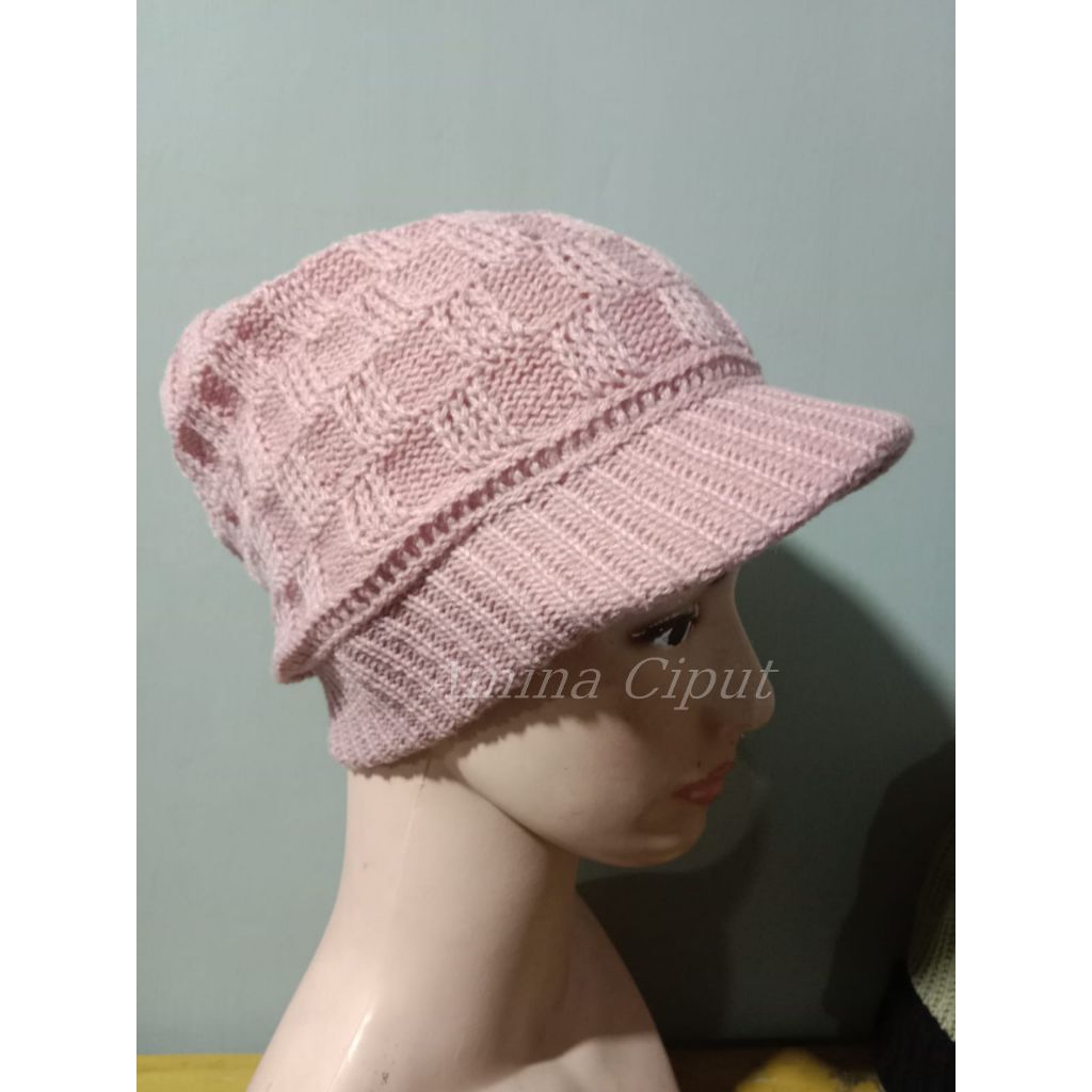 Ciput rajut pet nenek/ibu ciput kupluk rajut topi visor