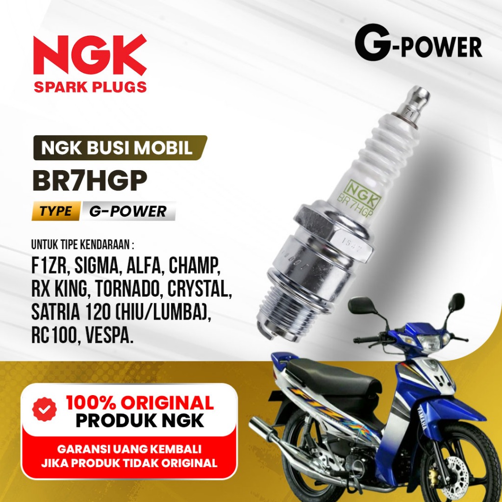 Busi NGK G-Power Platinum BR7HGP Original - F1ZR, Ninja, RX King, Vespa, Satria 2T - Busi Platinum A