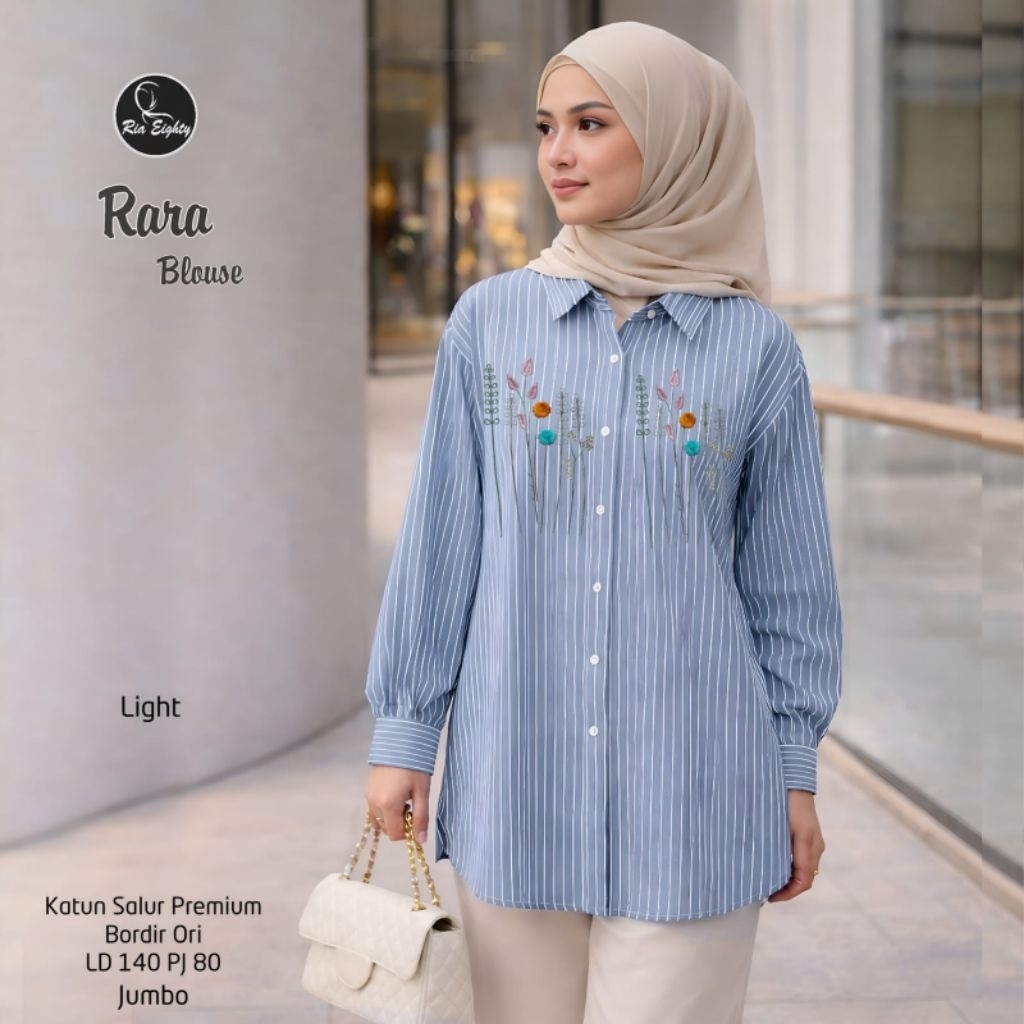 RARA BLOUSE SALUR JUMBO - BLUS JUMBO MOTIF SALUR MIX BORDIR BUNGA CANTIK LD 140 PB 80 CM