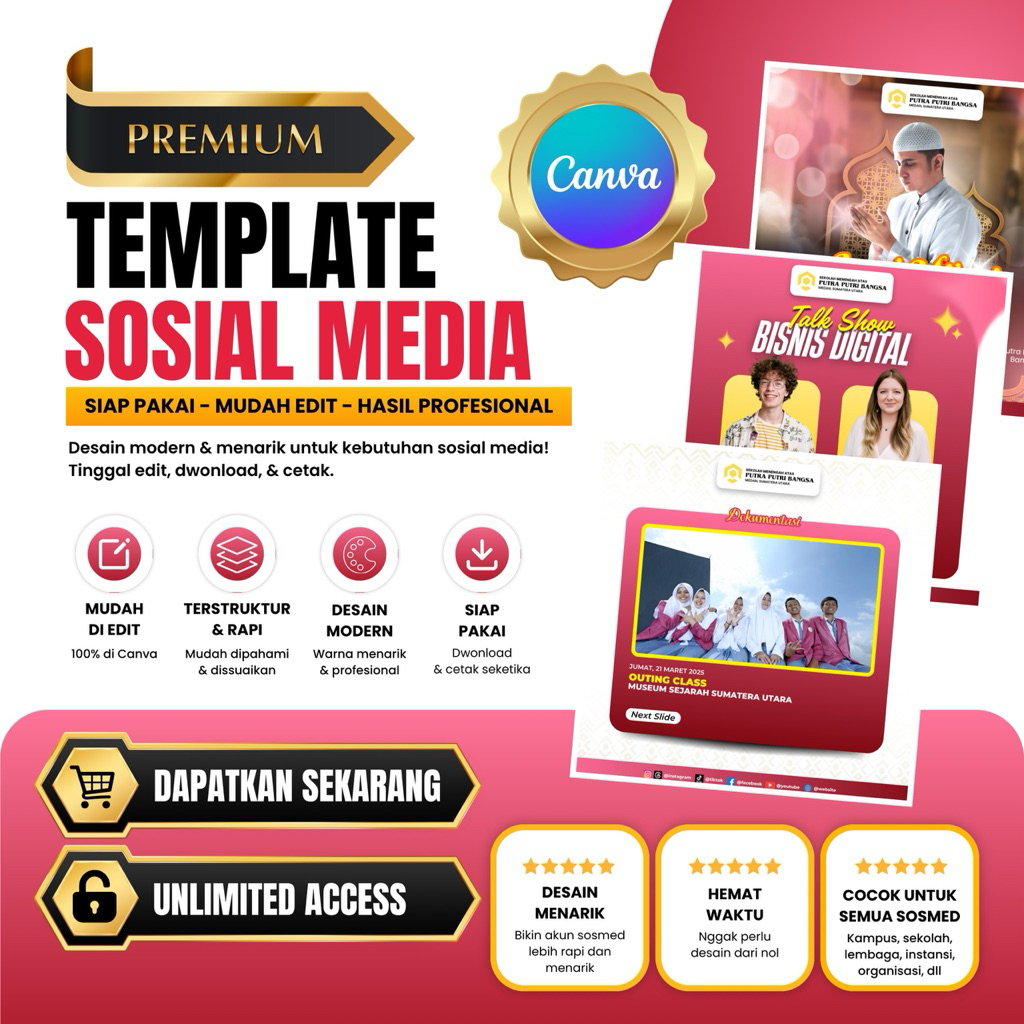 Template Canva Sosial Media Premium Siap Pakai Editable Desain Feed Instagram UMKM