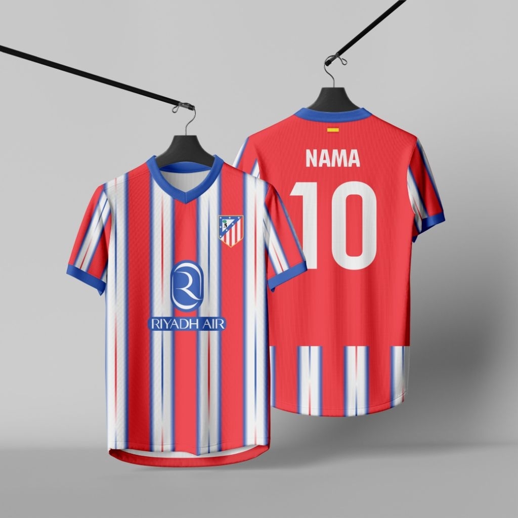 Yins Jersey – Jersey Atletico Madrid Merah Putih Full Print DriFit Riyadh Air Kaos Bola Futsal Custo
