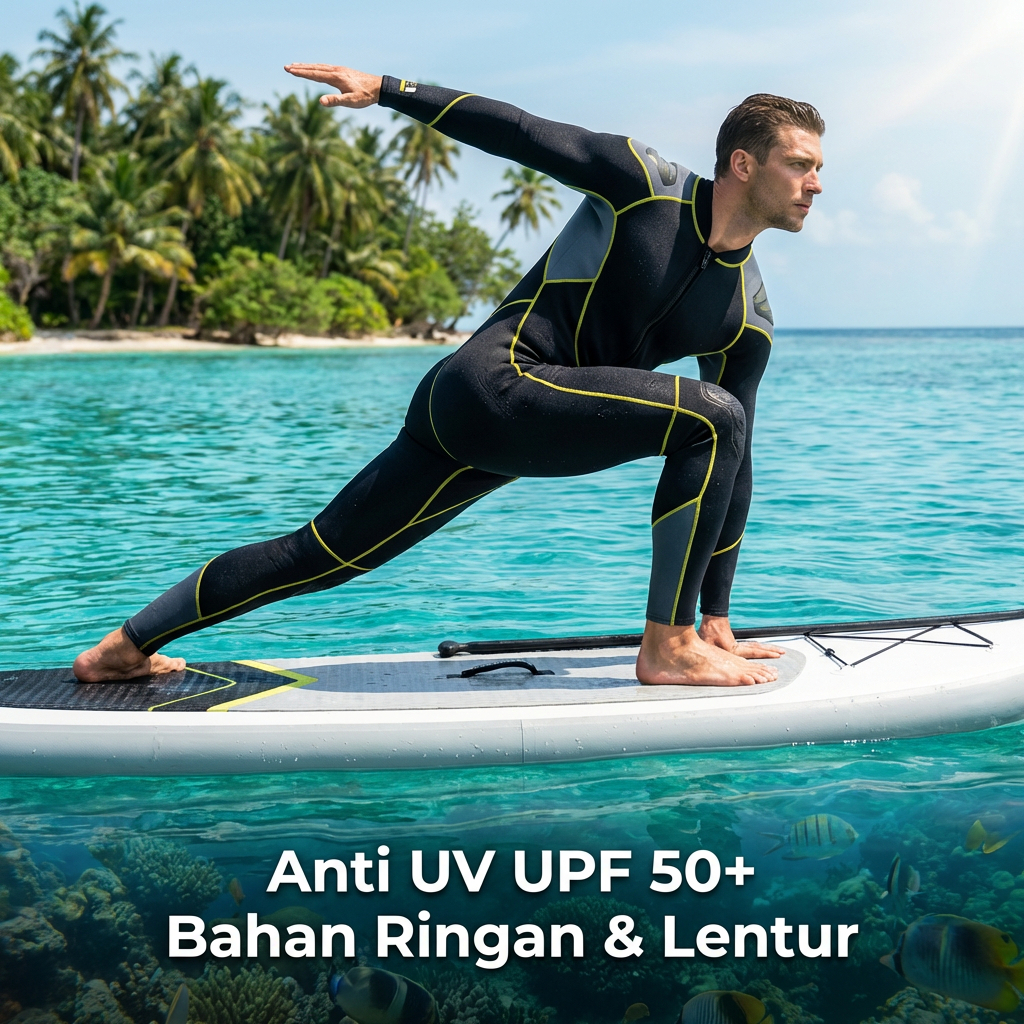 Baju Selam Wetsuit 1.5mm Pria Full Body Lengan Panjang Neoprene Ringan Snorkeling Surfing Diving