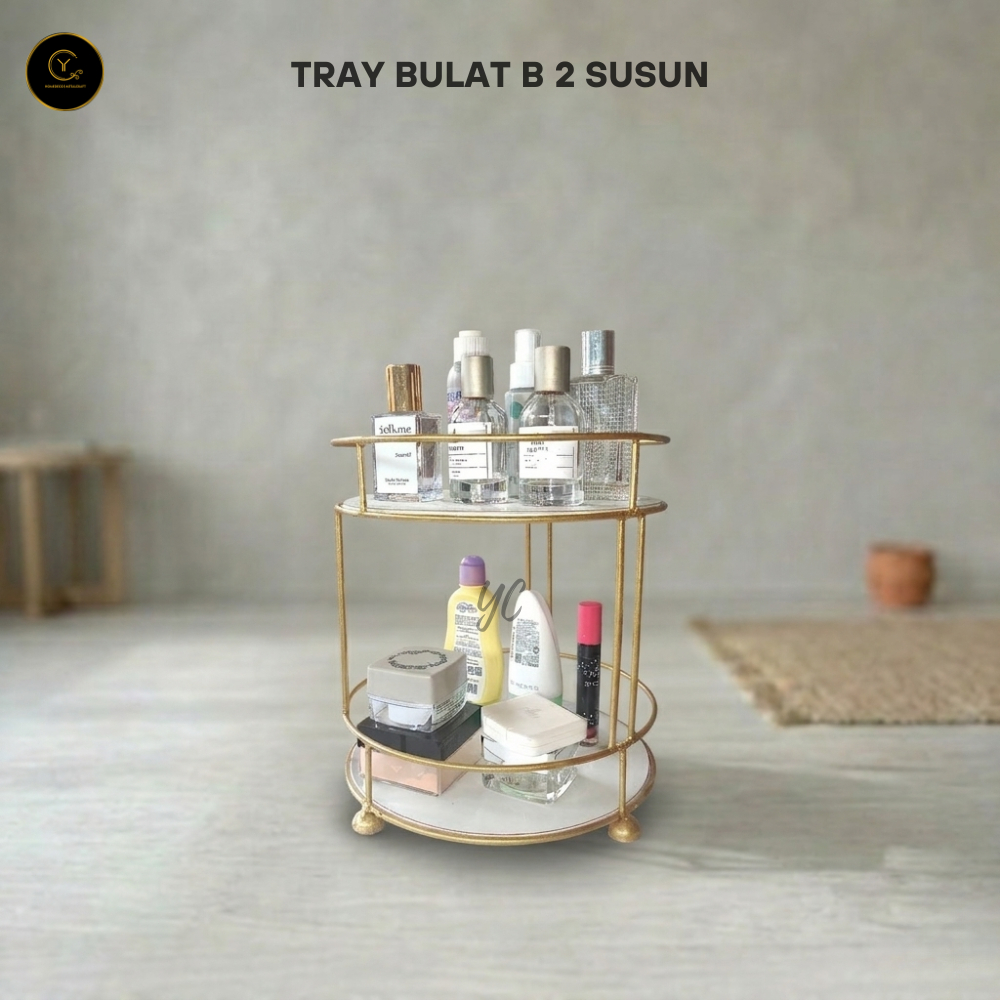 Yc Tray Bulat B 2 Susun Rak Susun Serbaguna Besi Gold