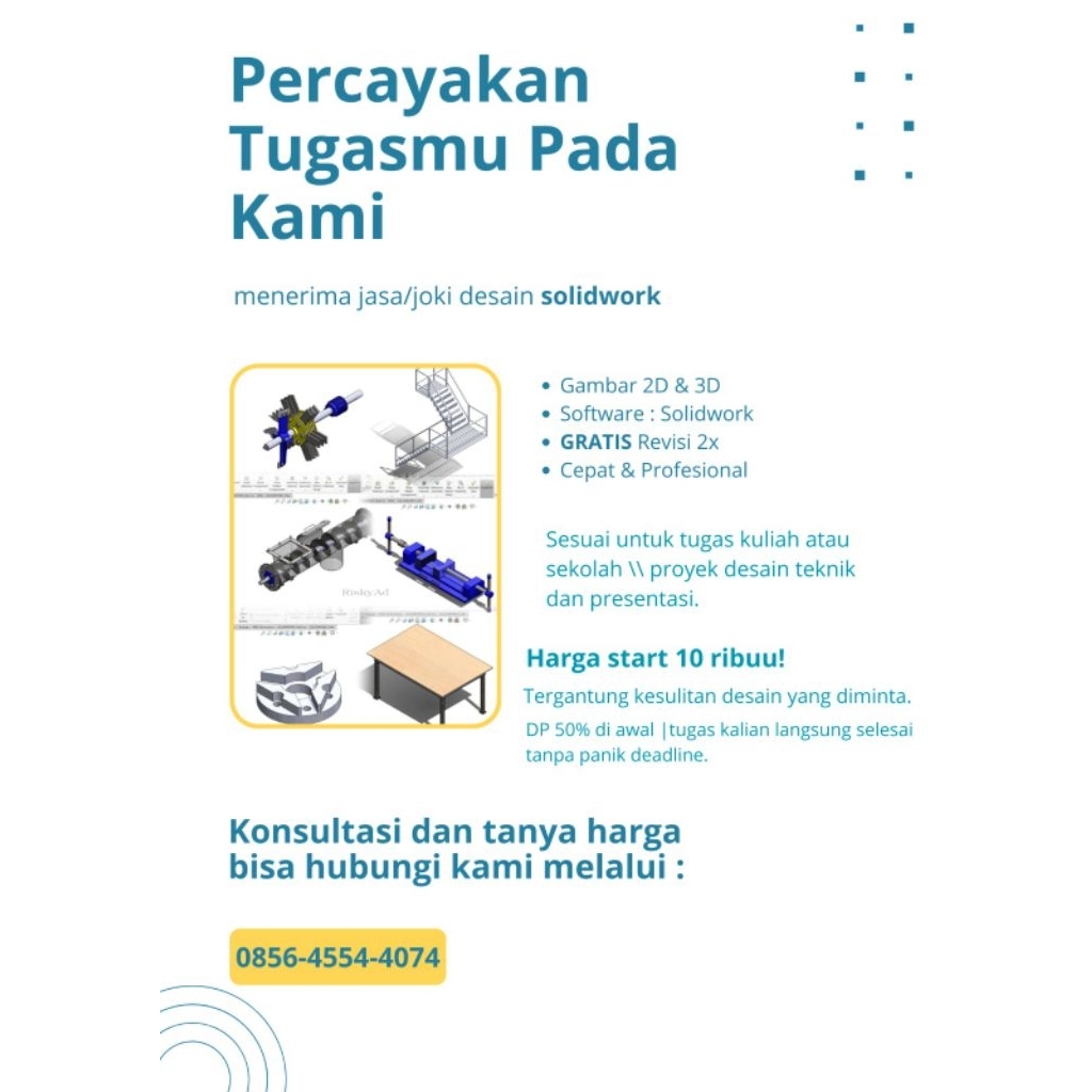 Jasa Desain/Joki Tugas Solidworks 3D & 2D
