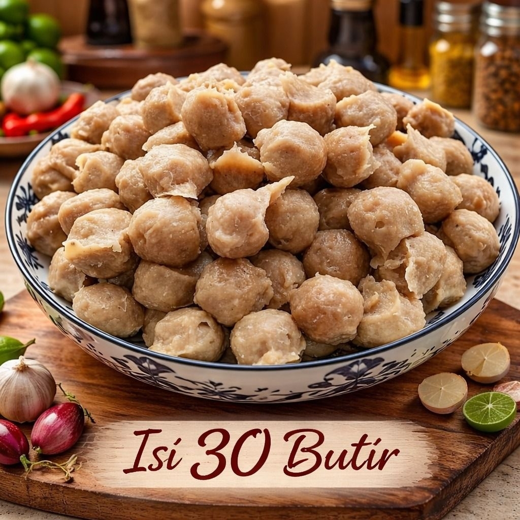 Bakso Ayam isi 30 Butir Daging Ayam Halal Frozen Food Homemade | Pentol Mang Japra