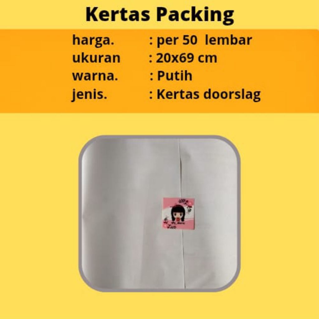 KERTAS PACKING SURABAYA 50 pcs (20*69 cm) kertas doorslag wrapping paper kertas duslak kertas wrap k