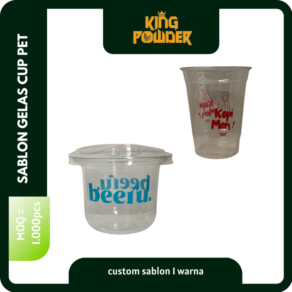 Sablon Gelas Plastik PET 8oz, 12oz, 14oz, 16oz, 18oz, 22oz | Sablon Gelas PET
