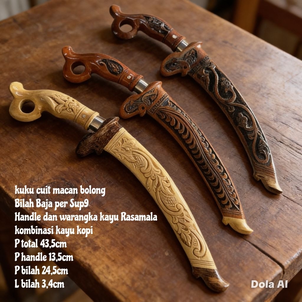 PJ PISAU KUKU MACAN NAGA BATIK ETCHING BAJA / hiasan dinding kamar / survival hunting dan multifungs