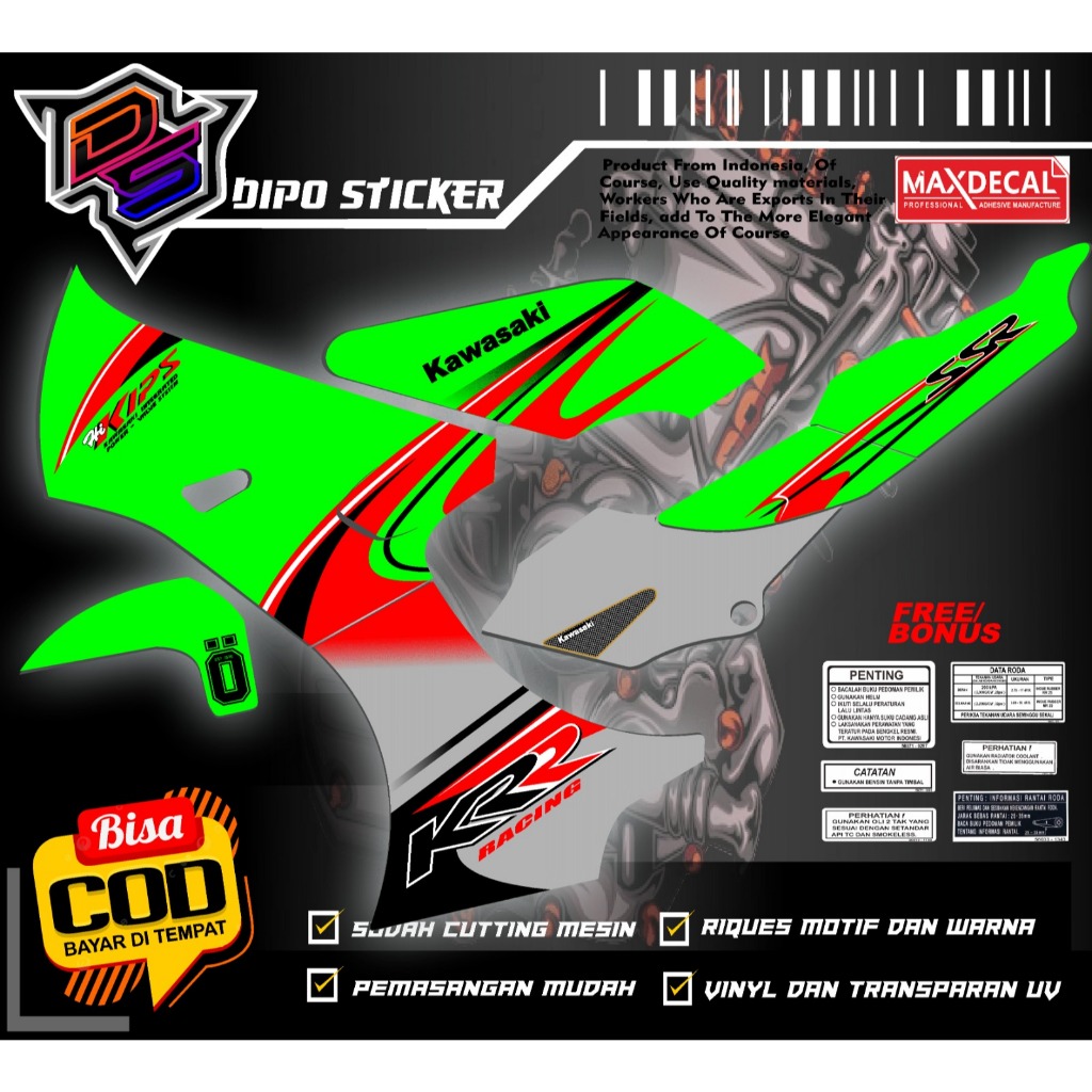 stiker striping ninja KKR SSR custom transparan laminasi