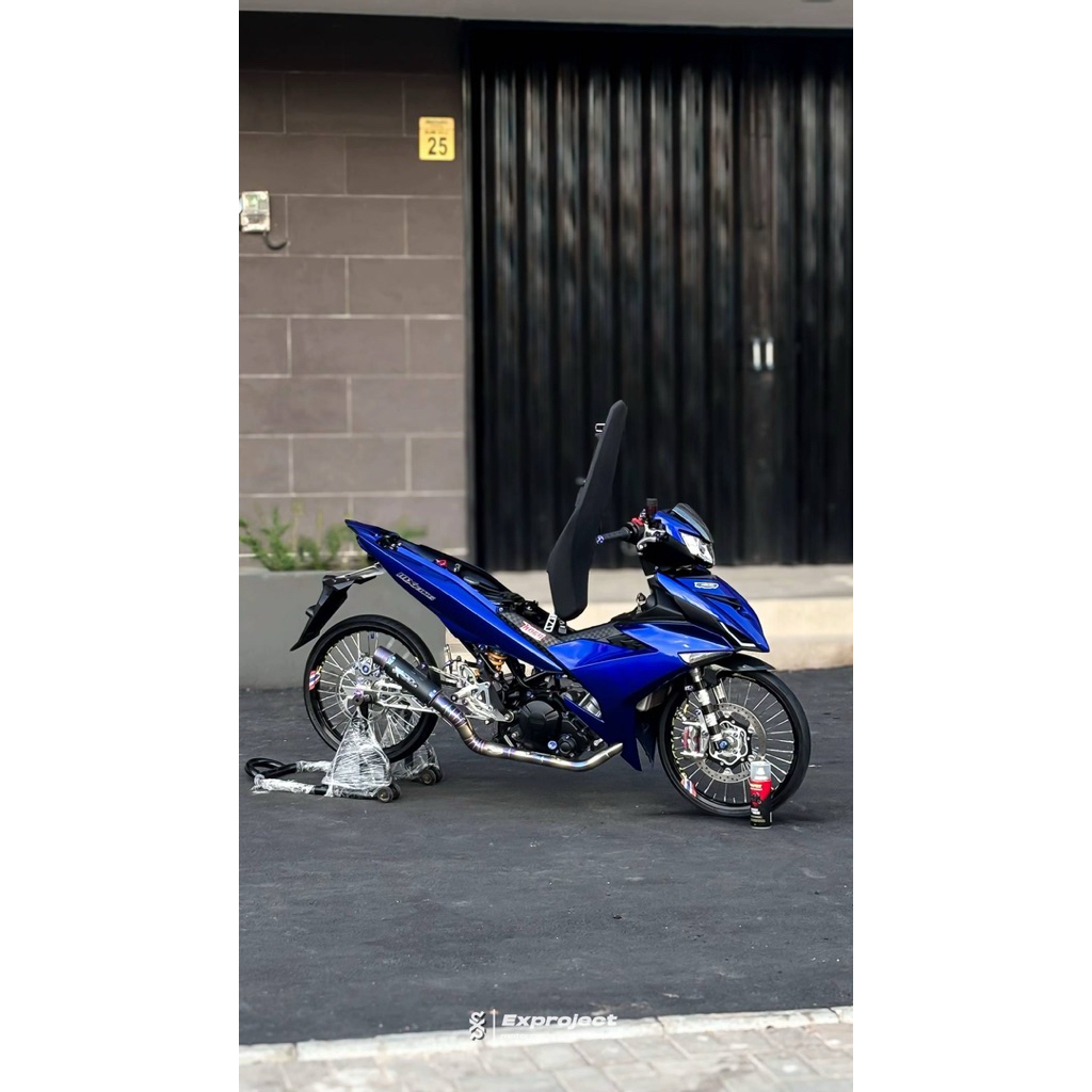 KNALPOT MX KING STAINLES COTING HITAM SANBLUE MALAY STYLE ORIGINAL RSEVEN RACING