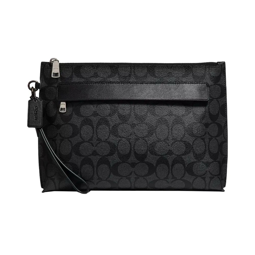 Preloved Coach Outlet F29508 Carryall Pouch In Signature Canvas Charcoal Black