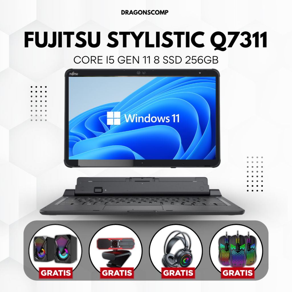 Fujitsu Stylistic Q7311 Touchscreen 2-in-1 Core i5 Gen 11 RAM 8GB SSD 256GB Stylus Pen Original Berg