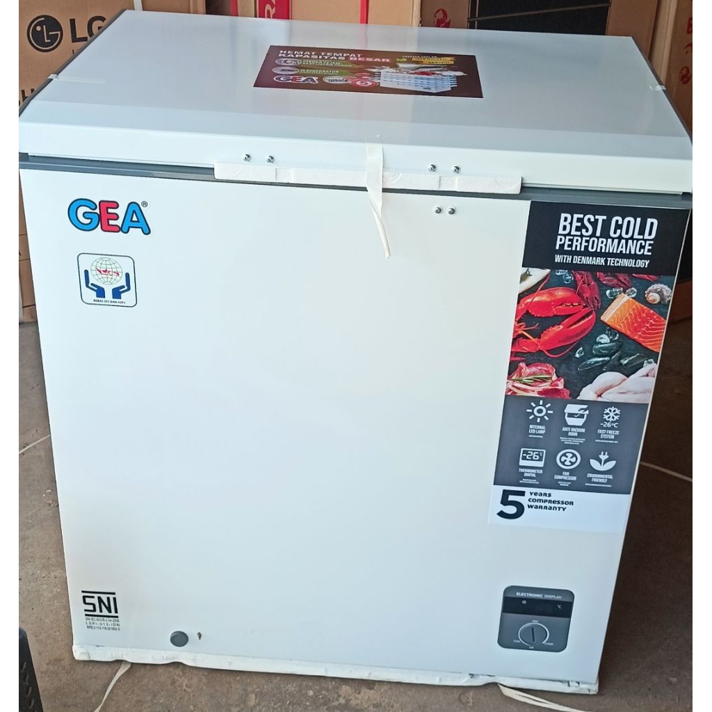 Gea lemari es 200 liter ab-208-r chest freezer jambi box frizer daging ikan bakso es krim cold kulka