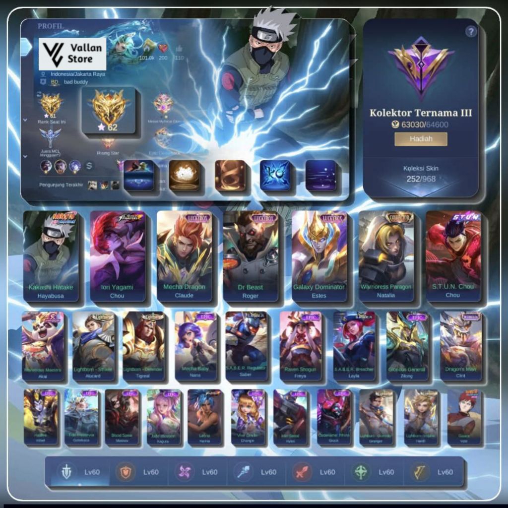 Akun sultan ml gg free garansi | mlbb Vallanstore