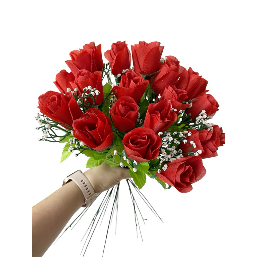 Bunga mawar palsu artifcial untuk buket wisuda valentine 12 kuntum