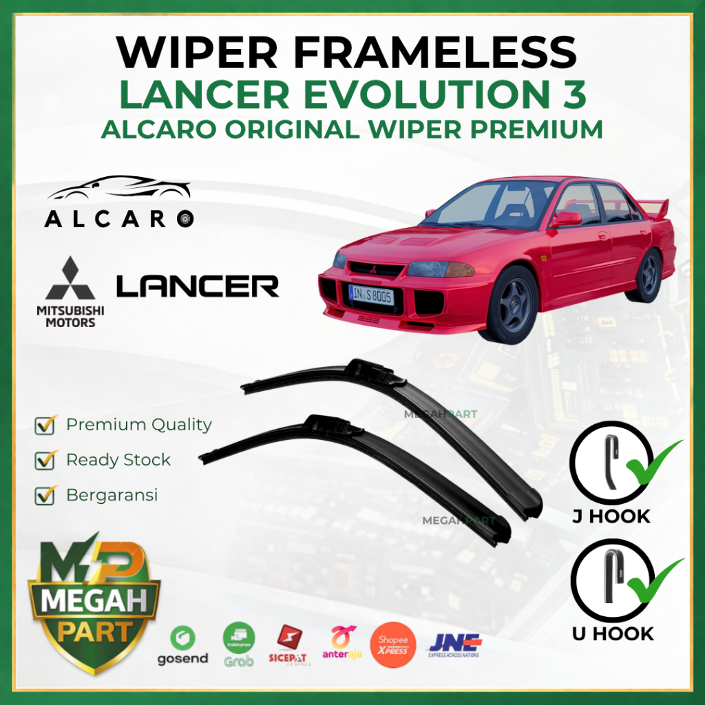 Wiper Frameless LANCER EVO 3 Original Alcaro - Sapu Kaca LANCER EVO 3 - Wiper LANCER EVO 3 Frameless