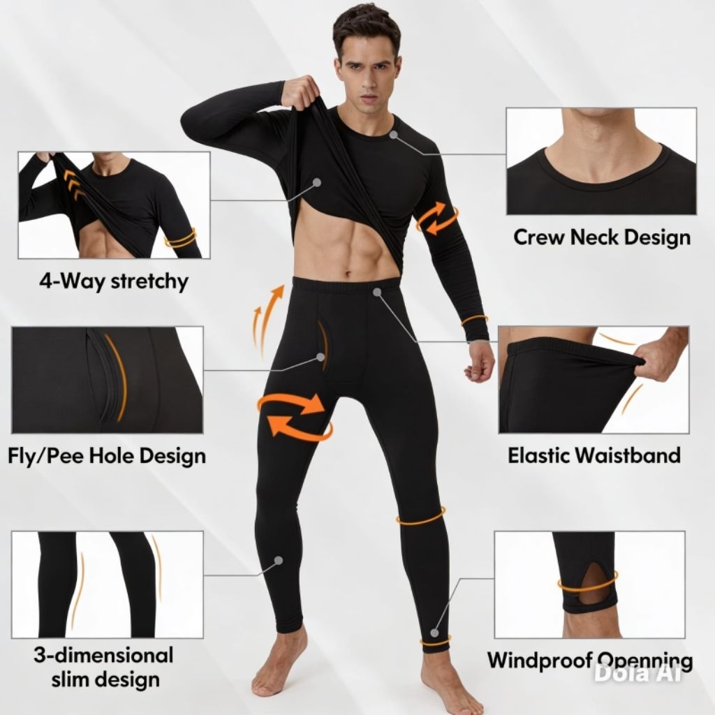 Long john Pria Heattech Premium / Setelan Baju Musim Dingin Thermal / Long John Pria / LongJohn Pria