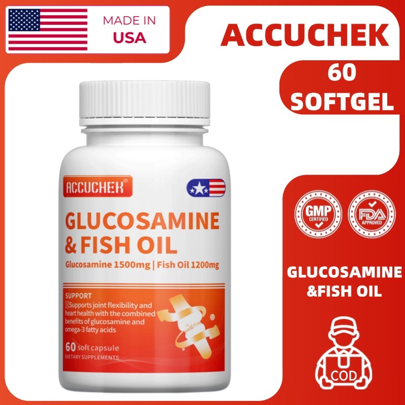 Suplemen Glucosamine + Minyak Ikan, Menjaga Pelumasan Sendi & Kesehatan Tulang, 60 softgel