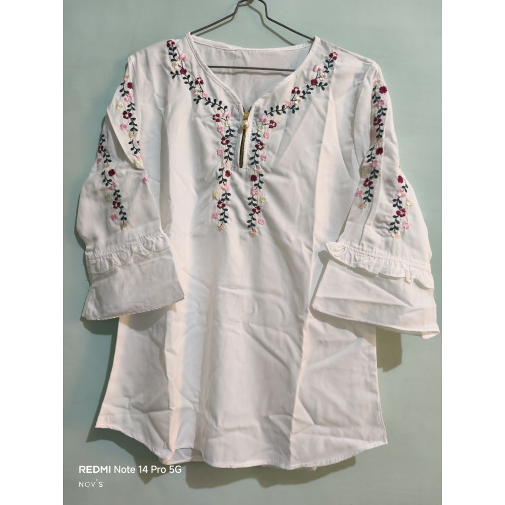 BACA DESKRIPSI - BLOUSE PUTIH BLOUSE KANTOR - BLOUSE BORDIR BLUS KERJA