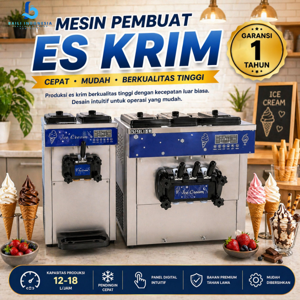 BAILI MESIN SOFT ES KRIM TERLARIS GARANSI 12 BULAN Mesin Es Krim Soft Ice Cream Machine Es CreamHard