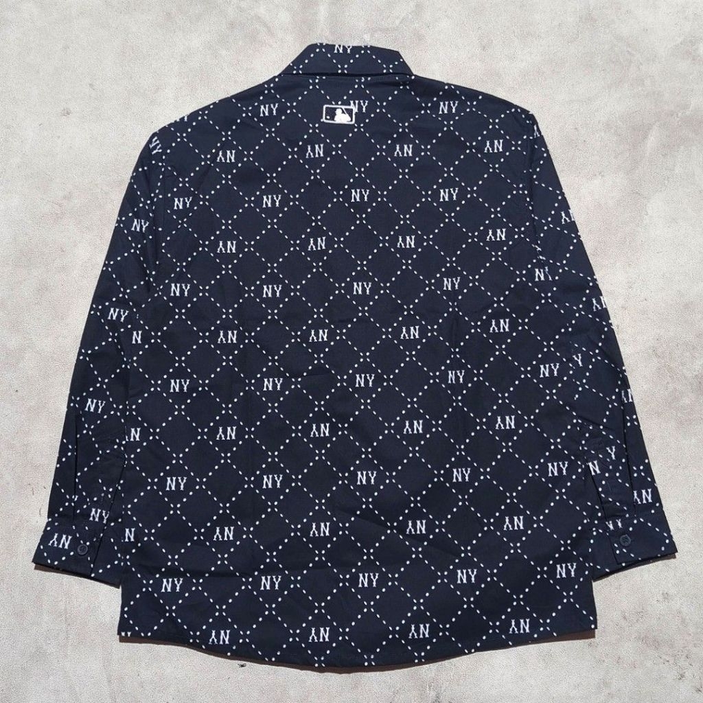 Kemeja tangan panjang pria mlb monogram