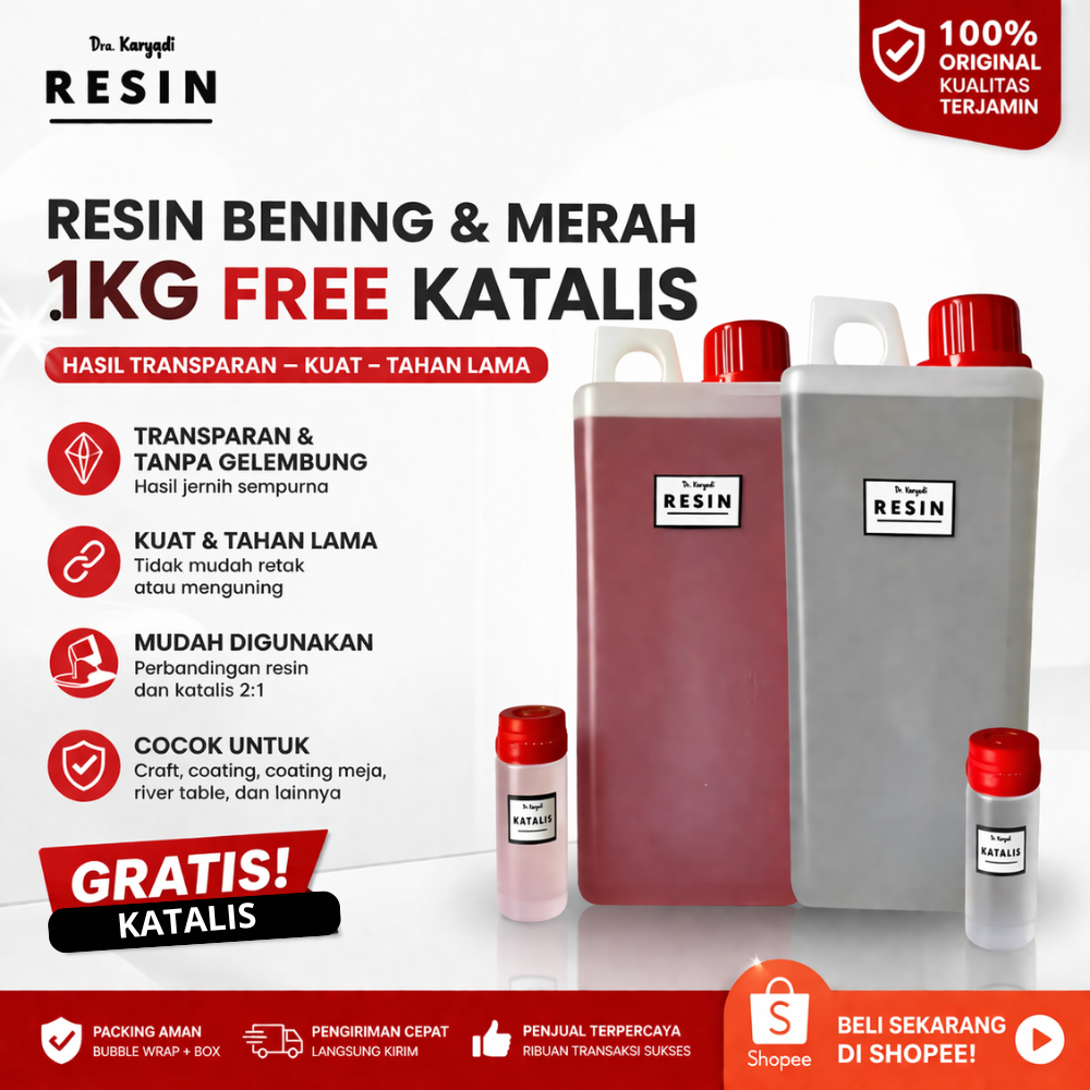 Resin 1kg dan katalis | resin bening dan katalis | katalis