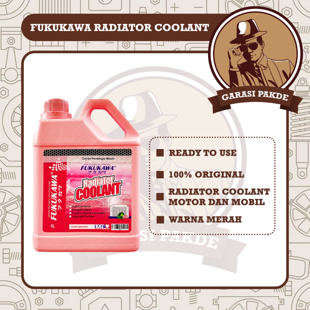 Fukukawa Radiator Coolant 1Lt Air Radiator Motor Mobil Warna Merah Original