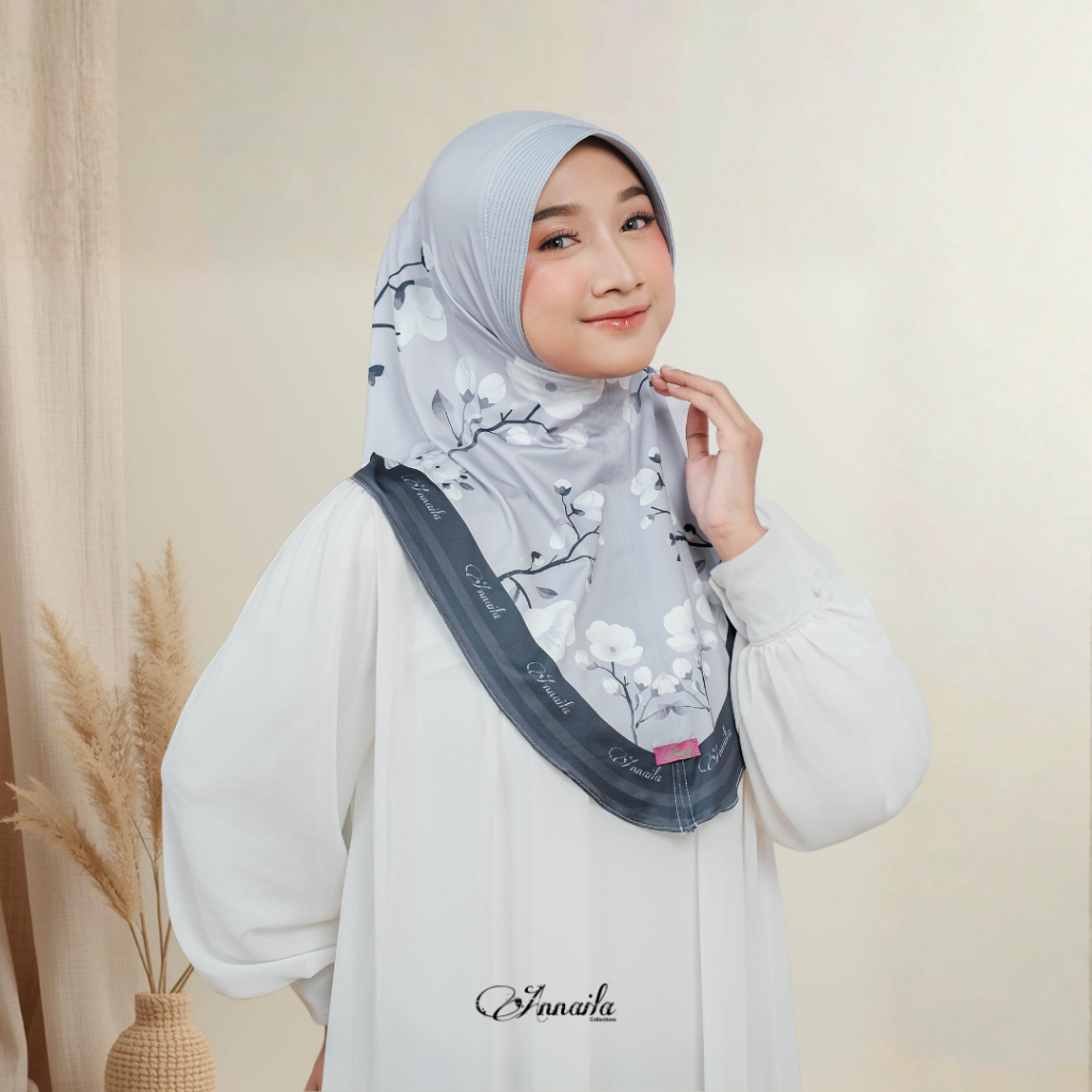 Hijab Bergo Jersey Printing Motif Bunga Jilbab Instan