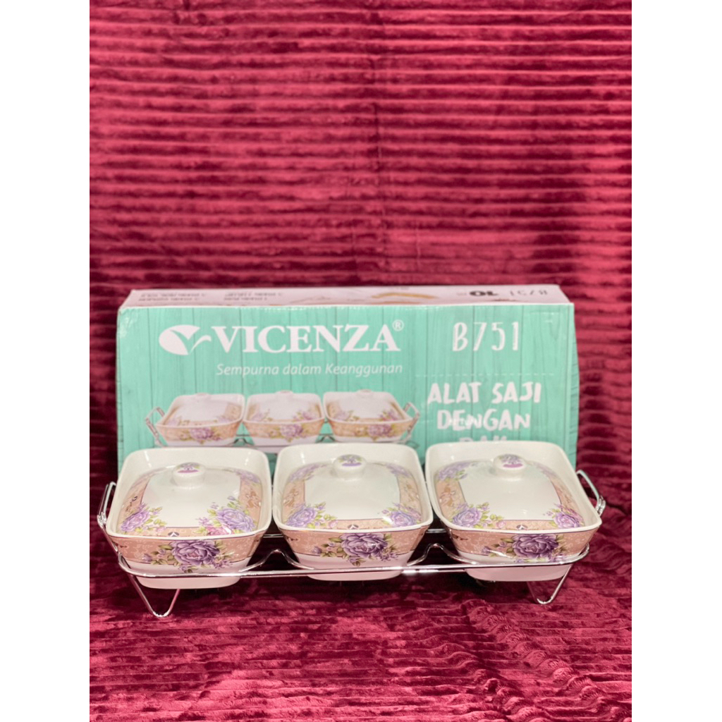 Vicenza B 751 Padi/Lily/Magnolia/Camelia Wadah Saji dengan Rak
