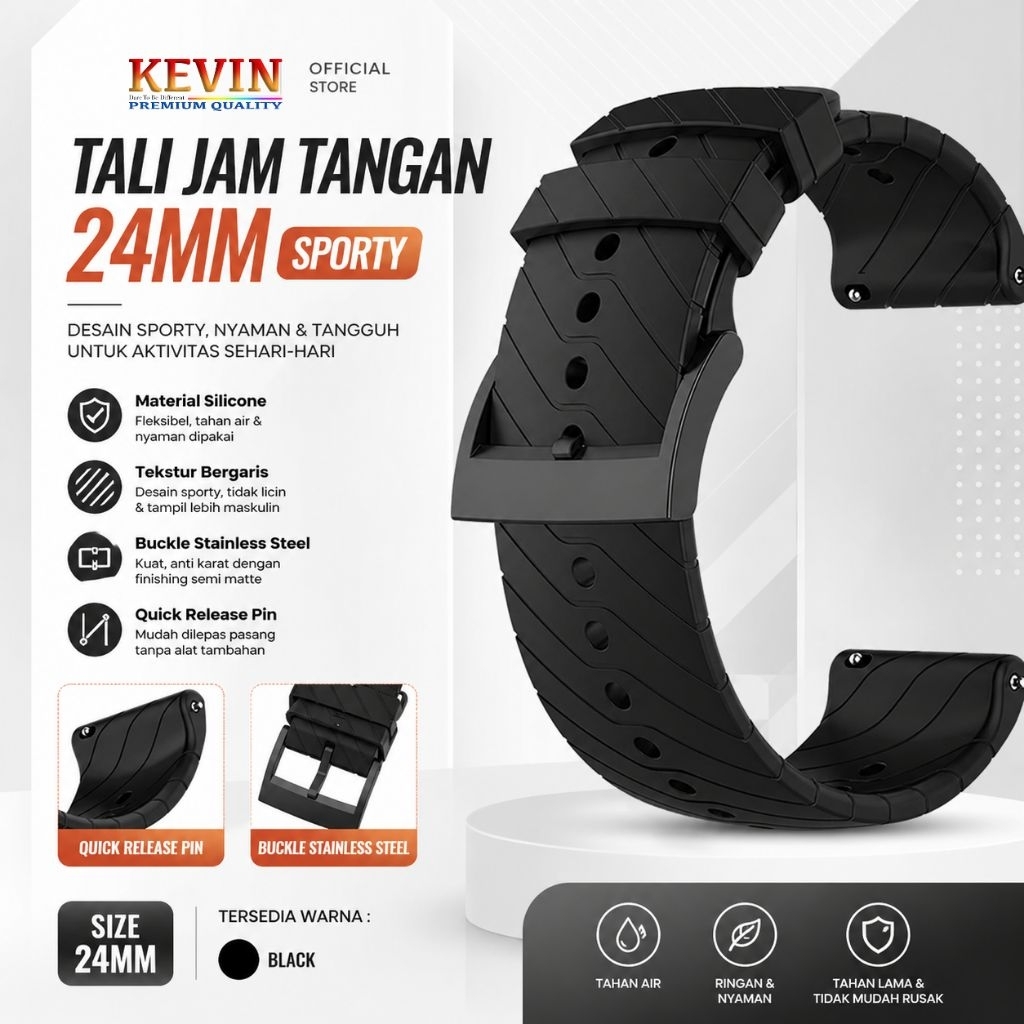 Tali Strap Jam Tangan SEIKO 24mm Quick Release - Rubber Silikon EL