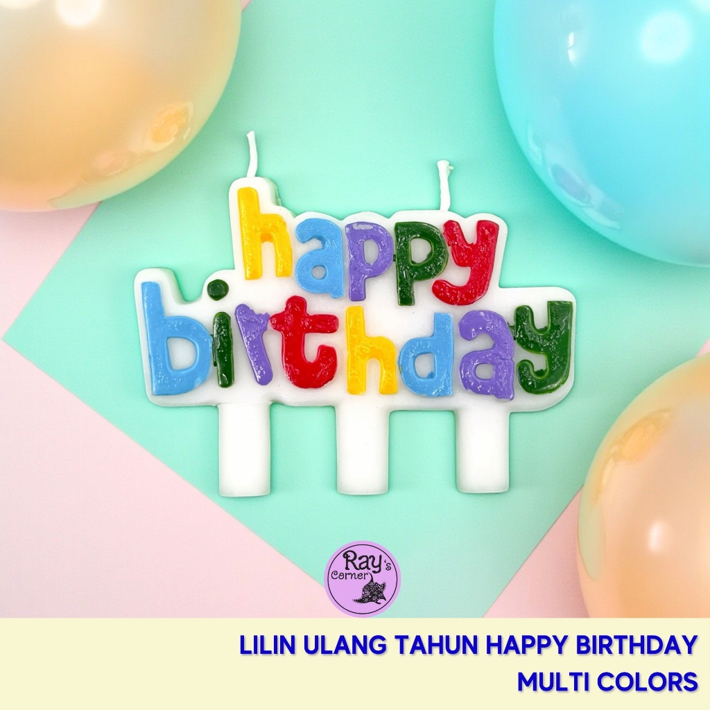 Lilin Ulang Tahun Premium 7563-16 Happy Birthday Warna Warni Cake Topper Multicolor Huruf 3D Hiasan 